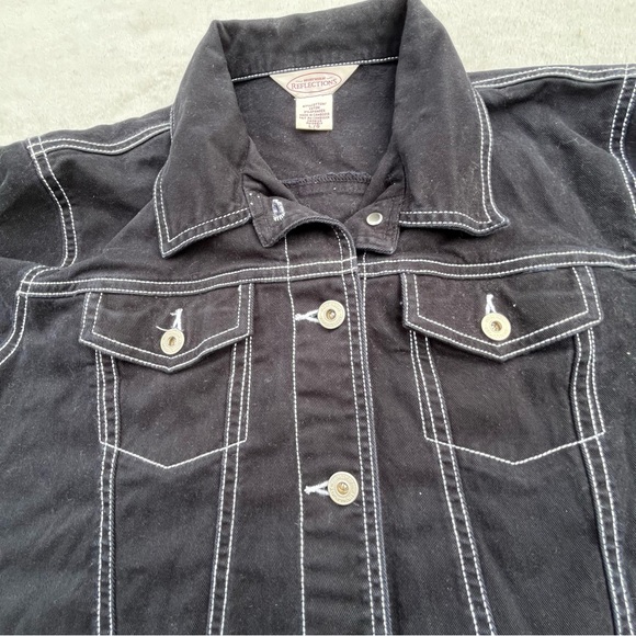 Northern Reflections Black Jean Jacket With White Stitching - Picture 4 of 10